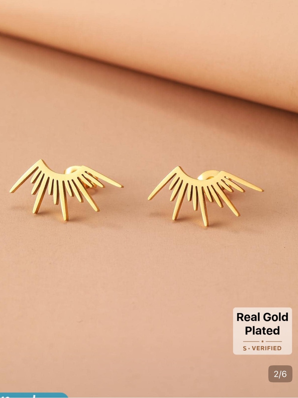 Gold Eyelash Ear Crawler Earrings - Women Jewelry sun rays new stylish viral - Picture 2 of 3